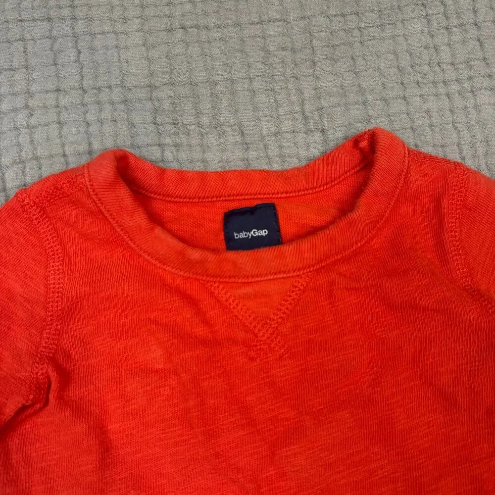 Baby Gap Orange Pullover Cotton Long Sleeve T Shirt Sweatshirt Boy 6-12 Months